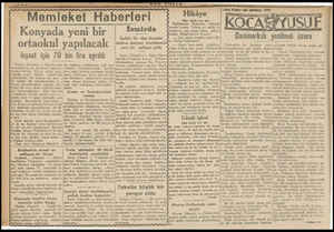  ini Memleket Haberleri Konyada yeni bir ortaokul yapılacak inşaat için 70 bin lira ayrıldı Konya (Hususi) — gi orta...