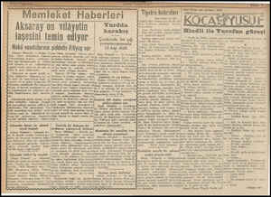  MELİ /lemleket Haberleri Aksaray on vilâyetin jaşesini temin ediyor Nakil vasıtalarına şiddetle iktiyaç var Aksaray (Hususi)