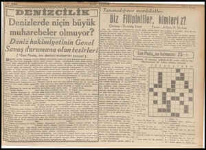  DENİZCİLİK | enizlerde niçin büyük muharebeler olmuyor? Deniz hakimiyetinin Genel Savaş durumuna olan tesirleri (“Son Posta,