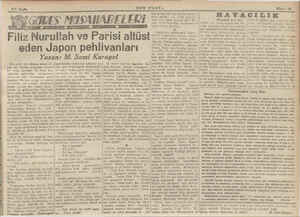    ie SON POST.. GRES MOSAHABELERİ z Nurullah ve Parisi altüst eden Japon pehlivanları Yazan: M. Sami Karayel Bin sekiz yüz