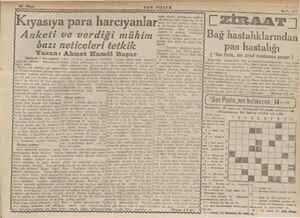    e Me a ıyasıya para harcıyanlar Anketi ve verdiği mühi bazı neticeleri tetkik Yazan: Ahmet Hamdi Başar (Baştarafı 1 İnci