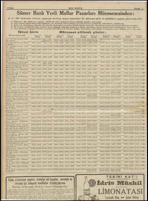  SON POSTA Haziran 6 Sümer Bank Yerli Mallar Pazarları Müessesesinden: 8-6-942 tarihinden itbaren yapılacak tevziatın kupon