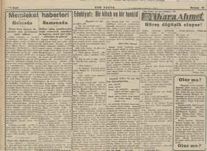    Bem Re e A ŞI AŞ gg) ie” 412 Sayfa SON POSTA m Viemleket haberleri ; Edebiyat: Bir kitab ve bir tenkid Gebzede Samsunda...