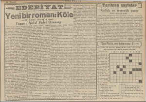  EDEBİYAT Yenibirroman: Köl —R. Cevad Ulunay'ın eseri — Yazan : Halid Fahri Ozansoy sthmeleria beşka başka Toman mevsularına