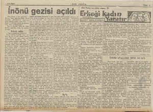    2 Sayfa m İnönü (Baş tarafı 1 inci sayfoda) Noyon, Parti müfettişi Suad Hayri Ürgüblü, şehrimizdeki o meb'uslar Şehir...