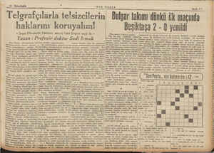    Telerafçılarla telsizcilerin Bulgar takımı dünkü ik maçında haklarını koruyalım! - Sayın Münakalât Vekilimiz amiral Fahri