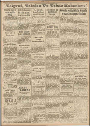  Telgraf , Telefon We Telsiz Haberleri Tunusta Müttefiklerle Almanlar Ruzvelt'in Cezayir umumi valisine mesajı Vaşington, 15