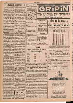    İ 4 Sayfa SON POSTa Iincikânun 5 Askeri vaziyet | « Bulmacamız : 16 08) NE lTJI as) BAŞ, diş, nezle, grip, romatizma...