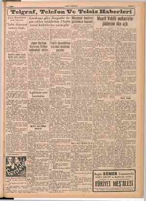    | İ 7 Şubat SON POSTA Sayfa 3 ! | 'Telgraf, 'Telefon Ve Telsiz Haberleri | Maarif Vekilii muharrirler jübilesini dün açtı |