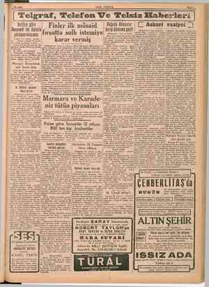    25 Şubat SON POSTA Sayfa 2 | Telgraf, 'Telefon Ve Telsiz Haberleri 7 Berling yörg Roosvelt ile Sat; görüşeceklermiş Mareşal