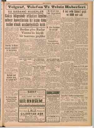 nı 7. sr. uTeGOY TSI 3i Mart SON POSTA Sayfa 3 Teloeraf, Telefon Ve Telsiz Haberleri BU SABAHKİ HABERLER bass bölgesinde...
