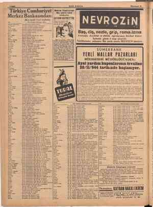    SON POSTA Türkiye Cumhuriyet Merkez Bankasından: (Baş tarafı 7nci sayfada) 1931 Yılındaki memuriyet adresi Bana inanınız!