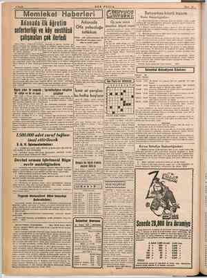        Mart 23 w ve li Memleket Haberleri 1— meye kon: Ada İİ ala ilk öğreti lil Adanada Üç sene sonra yolunun ii e mete...