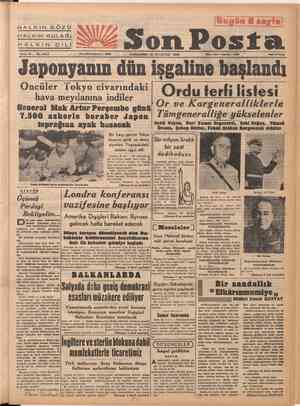    HALKIN GÖZÜ HALKIN KULAĞI mAY Gez e HALKIN DİLİ Sene 16 — No. 5413 Z Son Posta ÇARŞAMBA 29 AĞUSTOS 1945 — Pina 10 Kuruş...