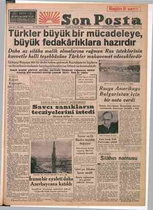    GAİN XYZ M3 ELA a İİ Sene 16 — No: 5601 Türkler büyük bir mücade Yazı İşleri Telefonu; 20203 PAZAR 10 MART 1946 İdare...