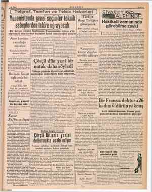      ve Yunanistanda genel seçimler teknik il i . wv De - o seheplerdentehire uğrayacak gn - Bir Sovyet dergisi İngilizlerin