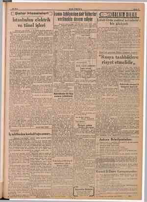  | Şehir Meseleleri | İstanbulun elektrik ve tünel işleri 18.8.1944 te ısmarlanan 4 İç tehlikeden bizzat Yunan Başbakanı nie