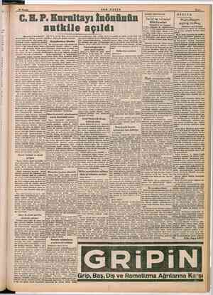    G. H. P, Kurultayı İnönünün ©“... nutkile açıldı Kaygulandıran ithamlar Halkevleri meselesi Arkadaşlar, 12 temmuz tam vw.