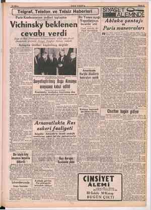    T Paris Konferansının yedinci toplantısı Vichinsky cevabı verdi Doğu ve Batı Almanyanın birleştirilmesini teklif eden...