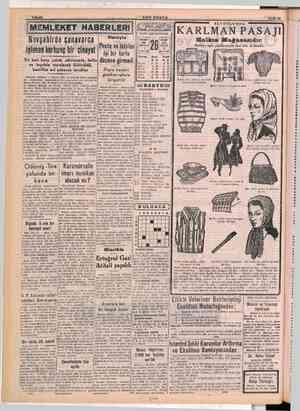    28 Safa MEMLEKET HABERLERİ Fiz 1949 PAZARTESİ BEYOĞLUNDA KARLMAN PASAJI Halkın Mağaxzasıdır Binlerce eşya çeşidlerimizin