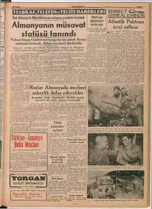     EBâJENRŞ SESEĞ “28 Kağim ©” « SON POSTA SOS İK eki ak > Sayfa TELGRAF,TELEFONwTELSİZ HABERLERİ| Batı Almanya ile...