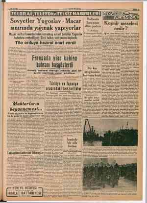  İŞON'EOSTA. rim Hollanda Sovyetler Yugoslav - Macar  serayını | Keşmir meselesi altın çanları sınırında yığınak yapıyorlar |“
