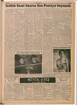  30 Aralık SON POSTA Sayfa 8 Sıddık Sami Onarın Son Postaya ir. (Baştarafı 1 inci Sayfada) |ne bugün gördüğü Sami tahsile 0