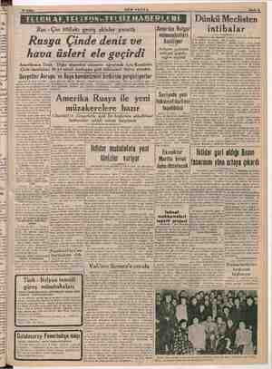  10 . Dünkü Meclisten a Rus - Çin ittifakı geniş akisler yarattı intibalar 5 Rusya Çinde deniz ve b a inlete Acheson hava...