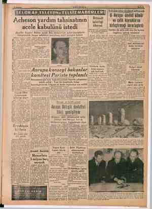      Acheson yardı acele kabulünü istedi SON YOSTA m tahsisatının İktisadi işbirliği idaresi 1952 d Amerika Dışişleri Bakanı