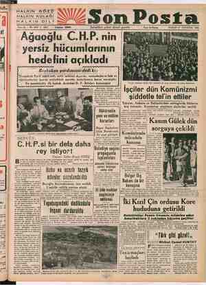 Son Posta Gazetesi 27 Ağustos 1950 kapağı