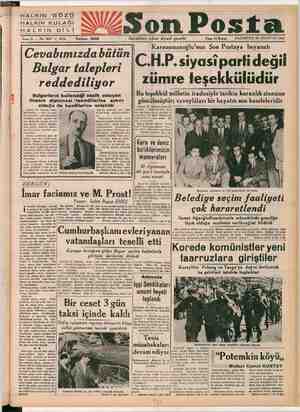 Son Posta Gazetesi 28 Ağustos 1950 kapağı