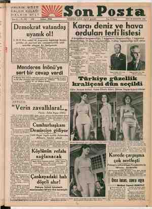 Son Posta Gazetesi 29 Ağustos 1950 kapağı