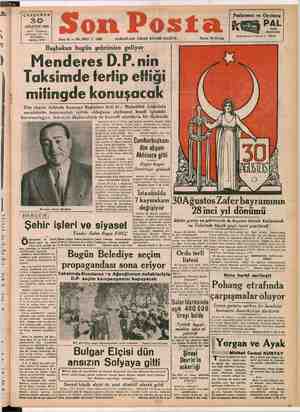 Son Posta Gazetesi 30 Ağustos 1950 kapağı