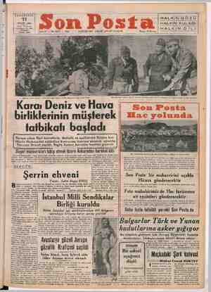 Son Posta Gazetesi 11 Eylül 1950 kapağı