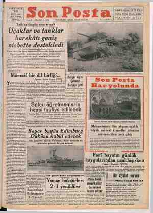 Son Posta Gazetesi 14 Eylül 1950 kapağı