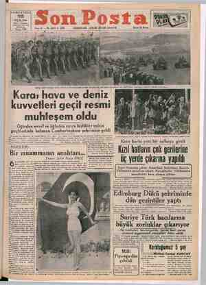 Son Posta Gazetesi 16 Eylül 1950 kapağı