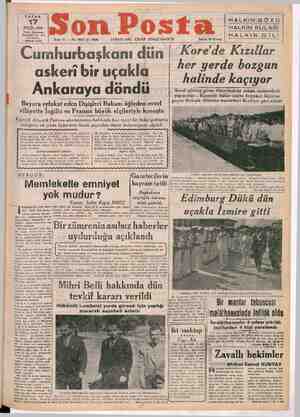 Son Posta Gazetesi 17 Eylül 1950 kapağı