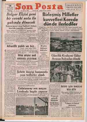 Son Posta Gazetesi 18 Eylül 1950 kapağı