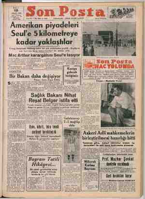 Son Posta Gazetesi 19 Eylül 1950 kapağı