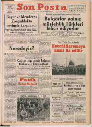 Son Posta Gazetesi 25 Eylül 1950 kapağı