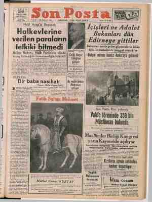 Son Posta Gazetesi 26 Eylül 1950 kapağı