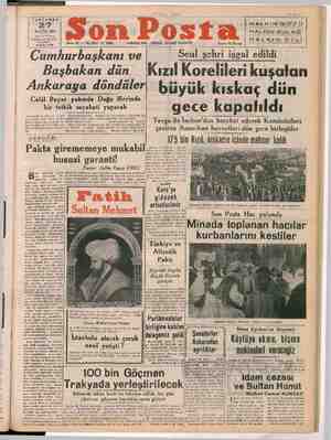 Son Posta Gazetesi 27 Eylül 1950 kapağı