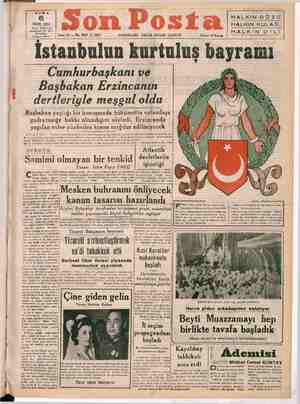 Son Posta Gazetesi 6 Ekim 1950 kapağı