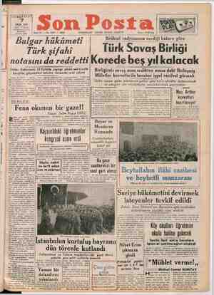 Son Posta Gazetesi 7 Ekim 1950 kapağı