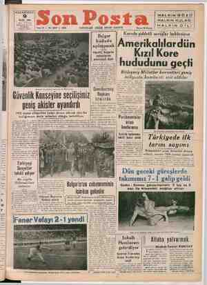 Son Posta Gazetesi 9 Ekim 1950 kapağı