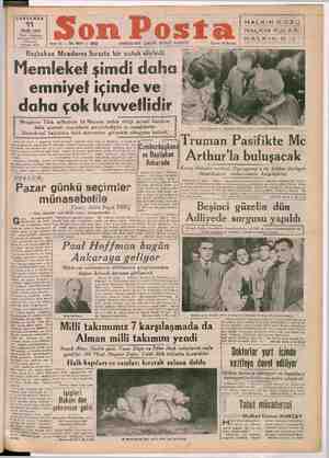 Son Posta Gazetesi 11 Ekim 1950 kapağı