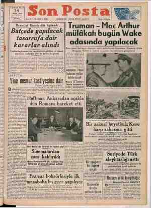Son Posta Gazetesi 14 Ekim 1950 kapağı