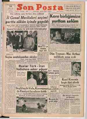 Son Posta Gazetesi 16 Ekim 1950 kapağı