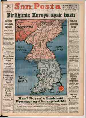 Son Posta Gazetesi 19 Ekim 1950 kapağı