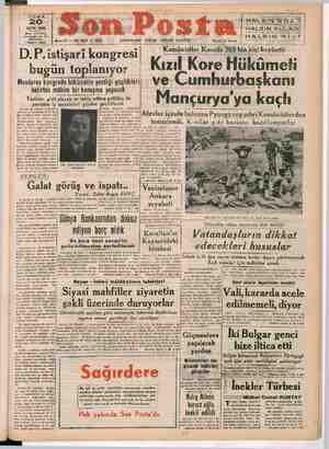 Son Posta Gazetesi 20 Ekim 1950 kapağı